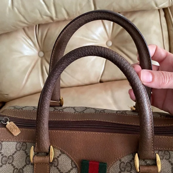 Vintage Gucci Boston Bag GG Monogram + Unbranded Web Stripe Strap - Picture 10 of 15